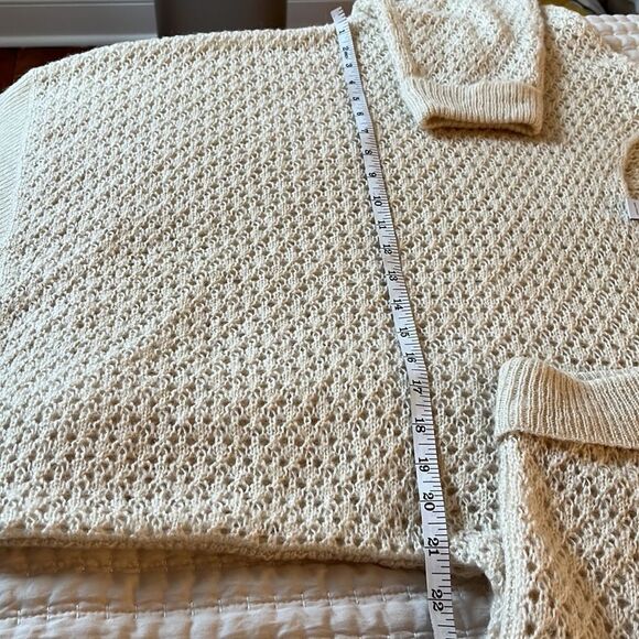 Chico’s Open Knit Ivory Wool Sweater Size 1 Medium - Picture 6 of 6